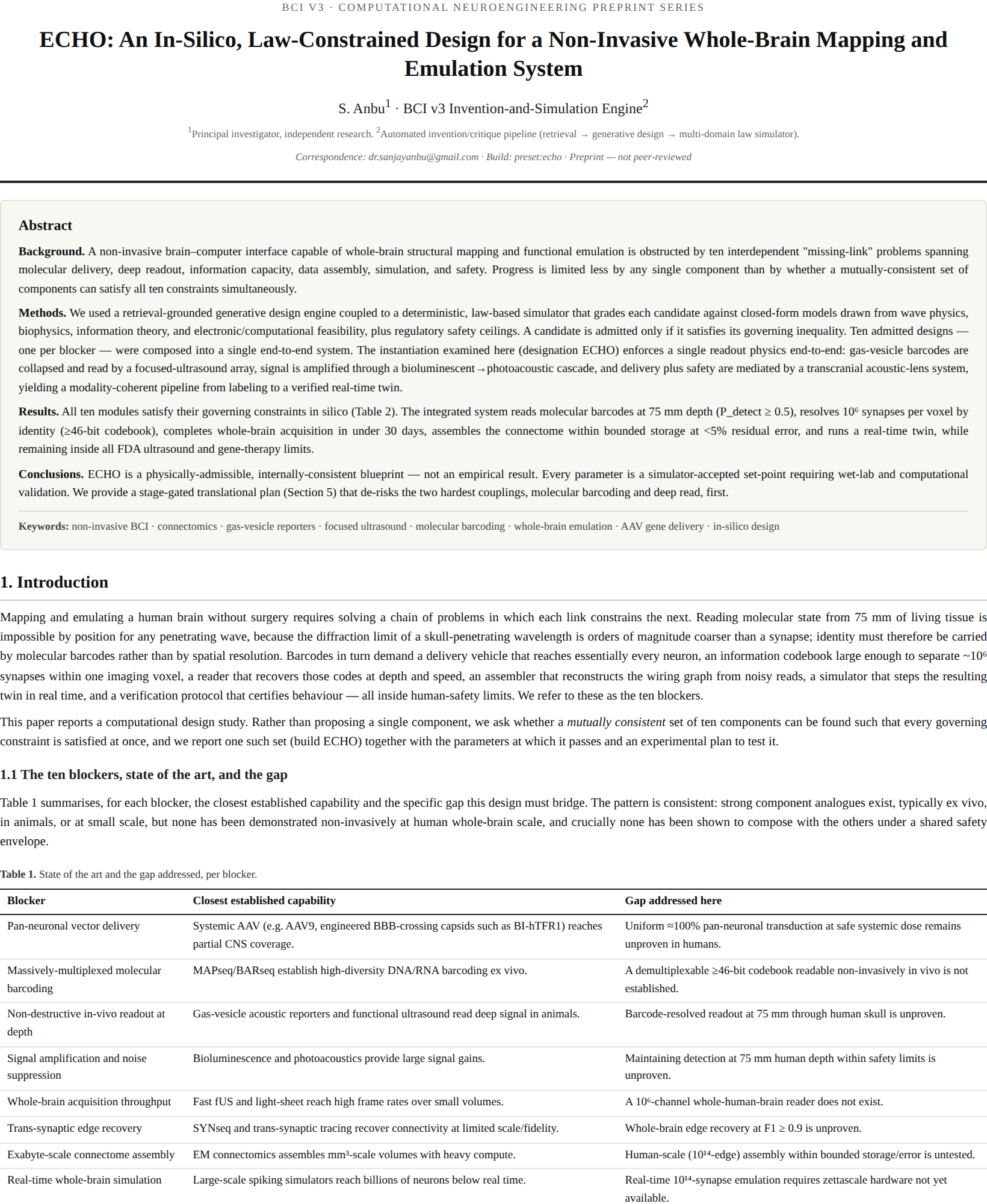 Research monograph — title, structured abstract, and prior-art/gap table